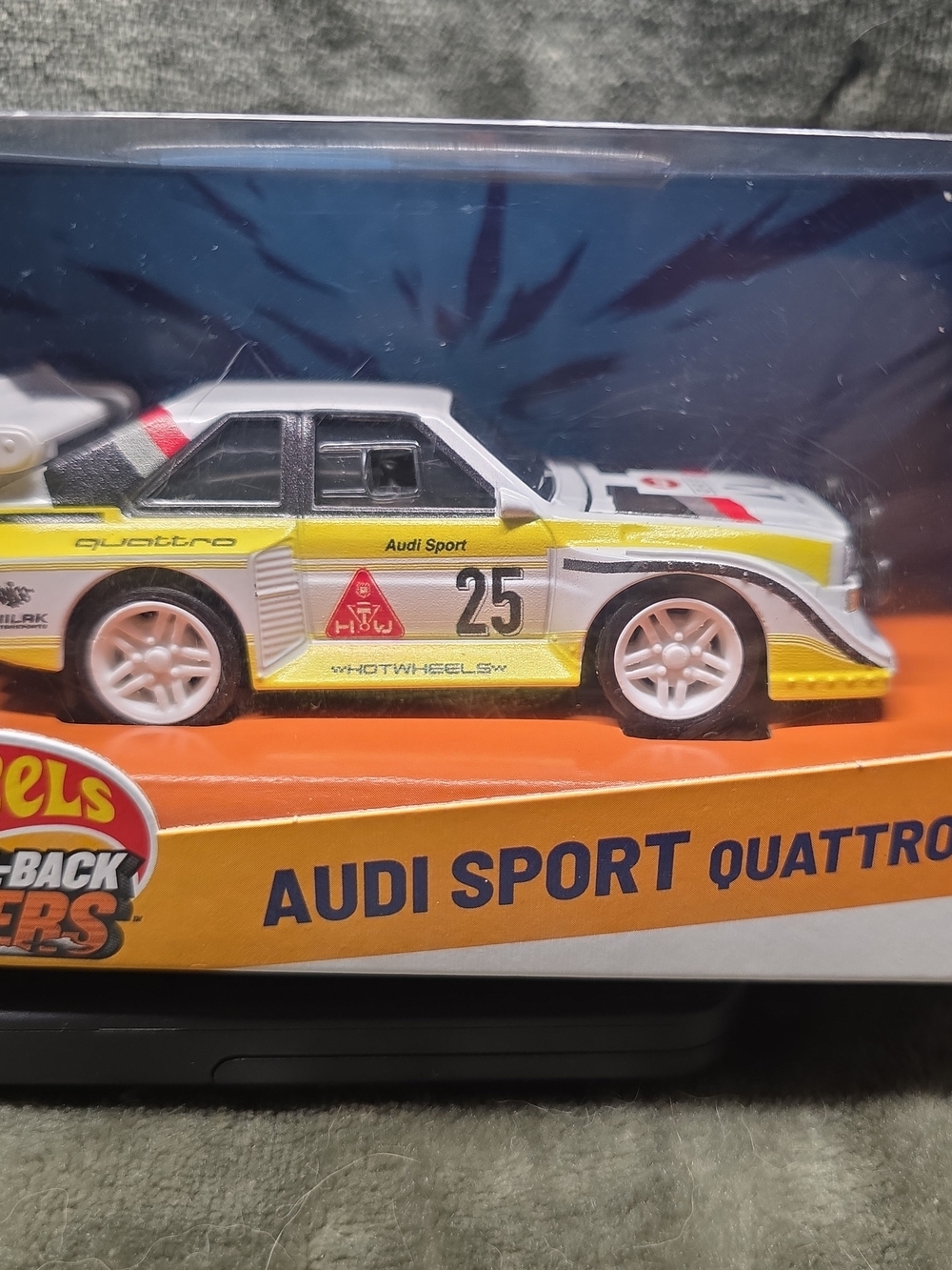 Sport Quattro Kids Toy Car - White and Yellow- Hot wheels